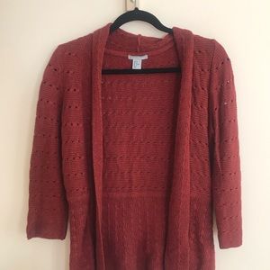 Red cardigan